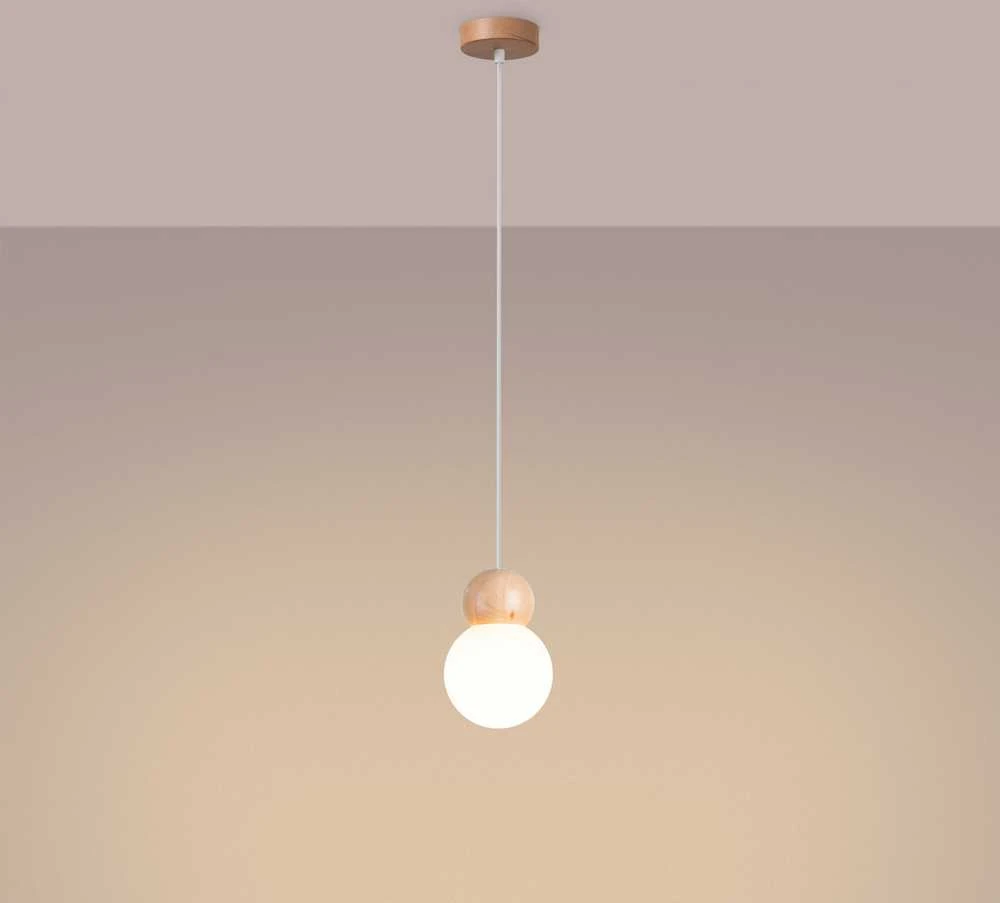 Pakabinamas šviestuvas Sollux Lighting Lempos pakabukas PEKKA 1 blanc/bois naturel