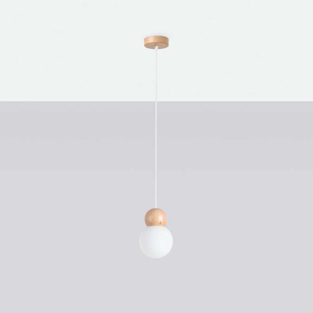 Pakabinamas šviestuvas Sollux Lighting Lempos pakabukas PEKKA 1 blanc/bois naturel
