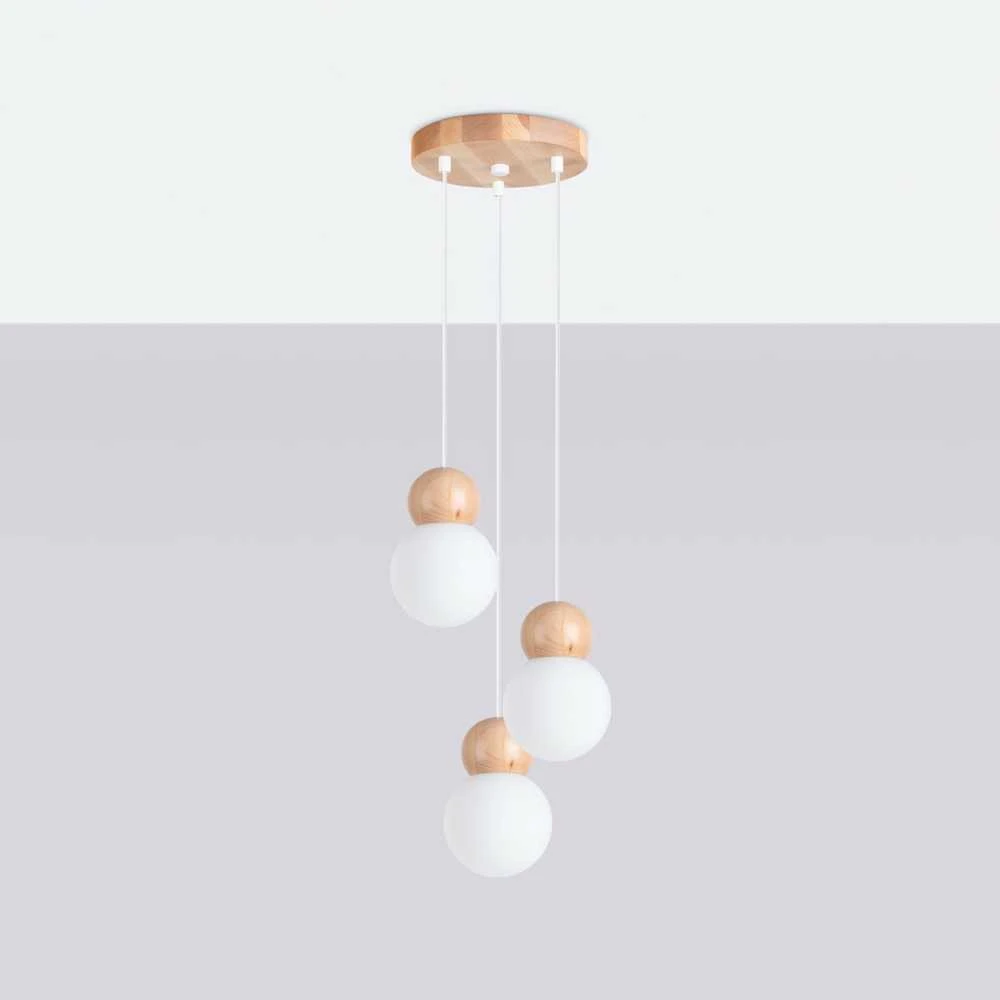 Pakabinamas šviestuvas Sollux Lighting Lempos pakabos PEKKA 3P blanc/bois naturel