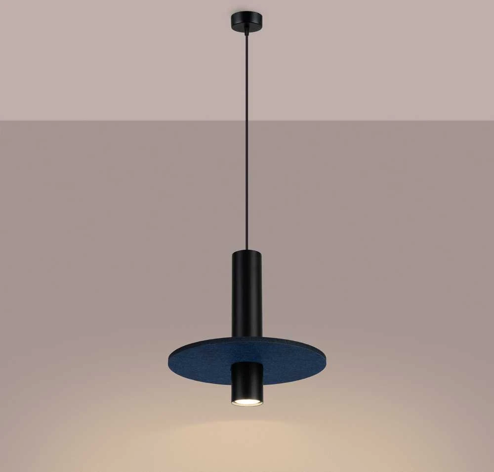 Sollux Lighting Pelta pakabinamas šviestuvas, vandenyno žalias, veltinio plieno, reguliuojamo aukščio, tamsiai mėlynas