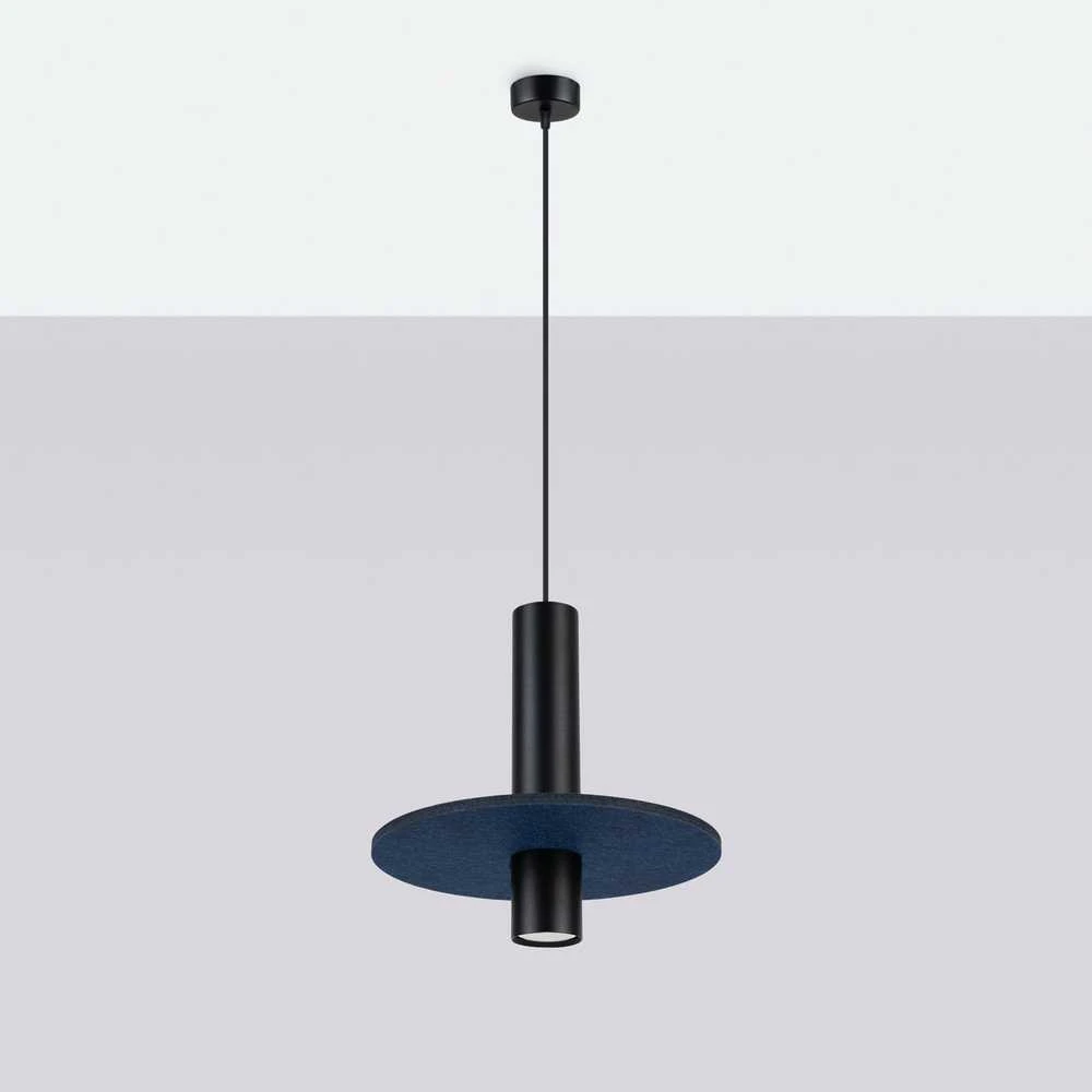 Sollux Lighting Pelta pakabinamas šviestuvas, vandenyno žalias, veltinio plieno, reguliuojamo aukščio, tamsiai mėlynas