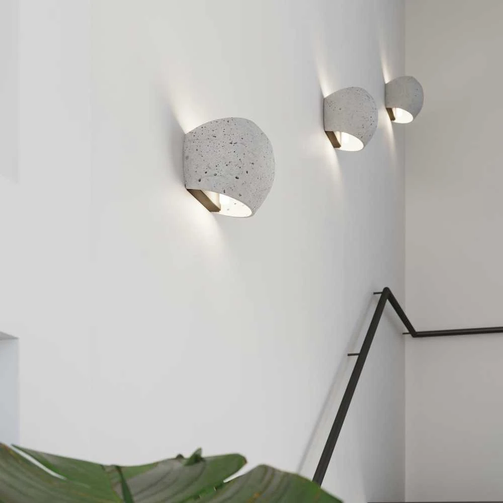 Sollux Lighting Persų indigo gaublinis betoninis sieninis šviestuvas, modernus apvalus, 2x8W LED, IP20, pilkas
