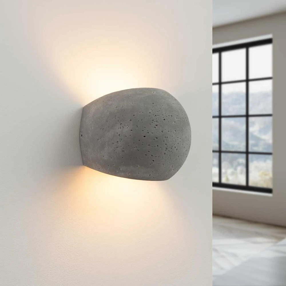 Sollux Lighting Persų indigo gaublinis betoninis sieninis šviestuvas, modernus apvalus, 2x8W LED, IP20, pilkas