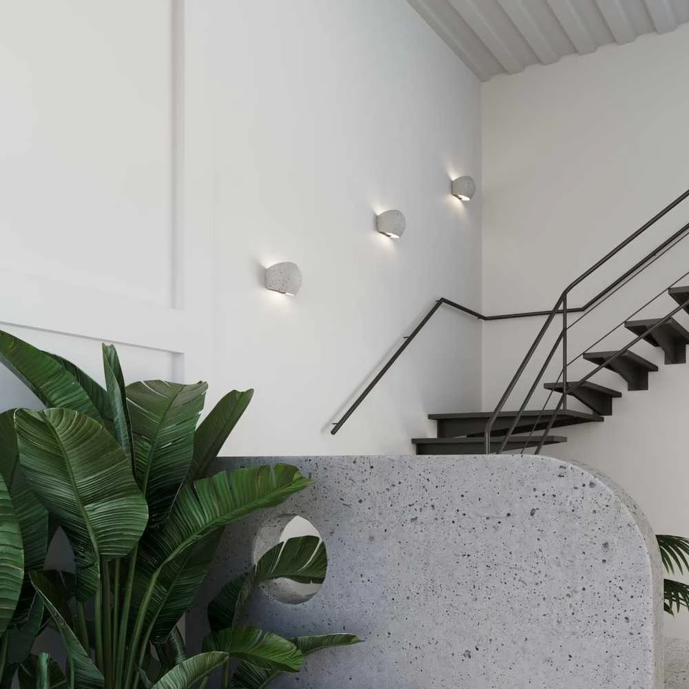 Sollux Lighting Persų indigo gaublinis betoninis sieninis šviestuvas, modernus apvalus, 2x8W LED, IP20, pilkas