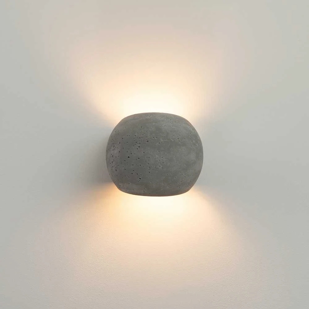 Sollux Lighting Persų indigo gaublinis betoninis sieninis šviestuvas, modernus apvalus, 2x8W LED, IP20, pilkas