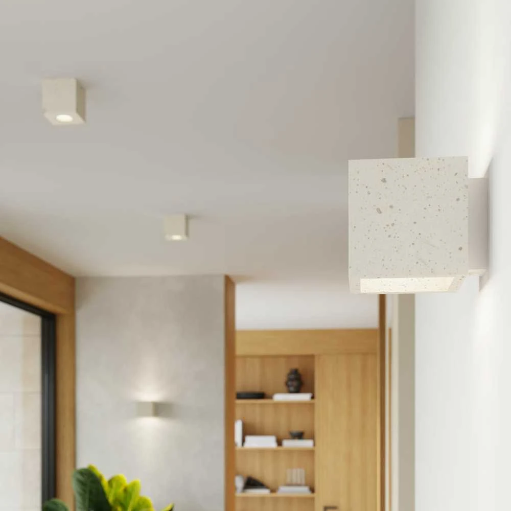 Sollux Lighting Persų indigo kvadratinis betoninis sieninis šviestuvas, smėlio spalvos, pramoninis, kvadratinis, 10 W, GU10