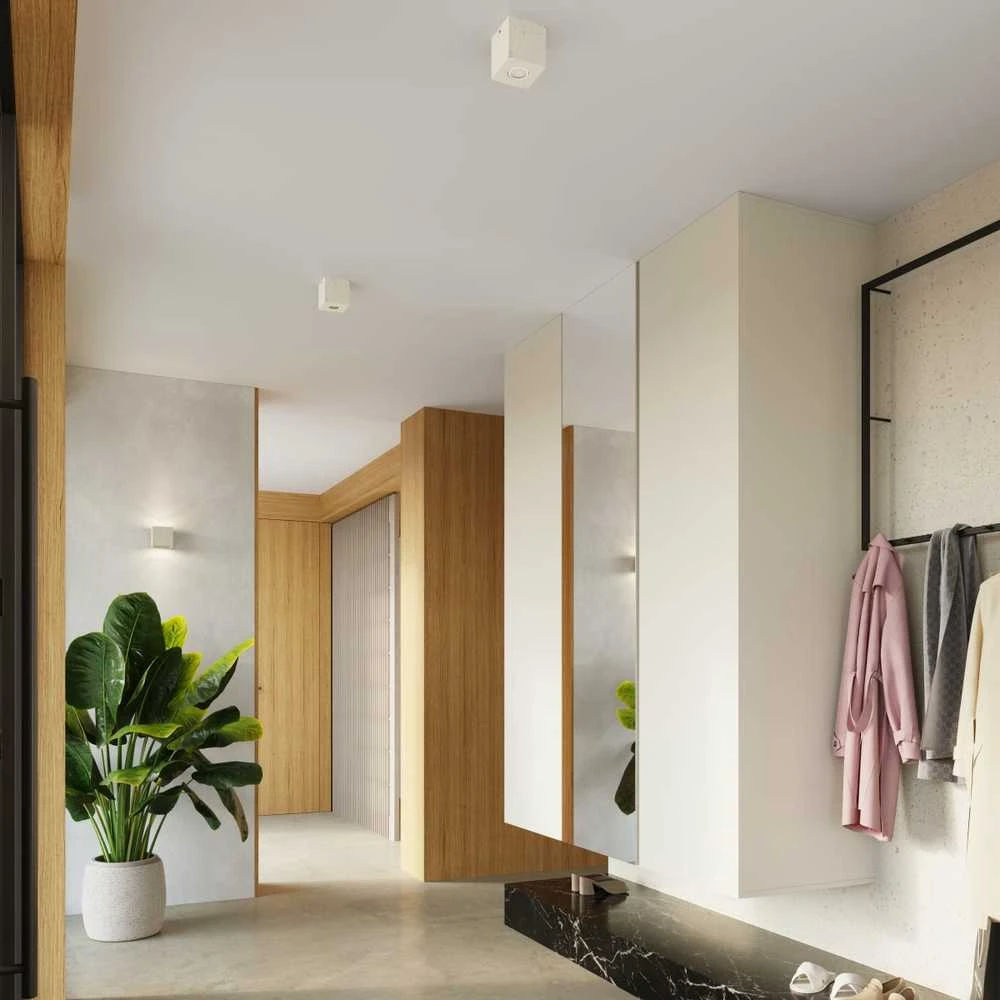 Sollux Lighting Persų indigo kvadratinis betoninis sieninis šviestuvas, smėlio spalvos, pramoninis, kvadratinis, 10 W, GU10