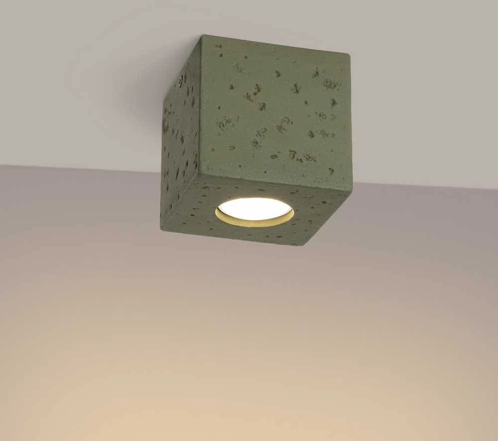 Sollux Lighting Persų indigo kvadratinis betoninis sieninis šviestuvas, alyvuogių žalios spalvos, pramoninis, kvadratinis, GU10