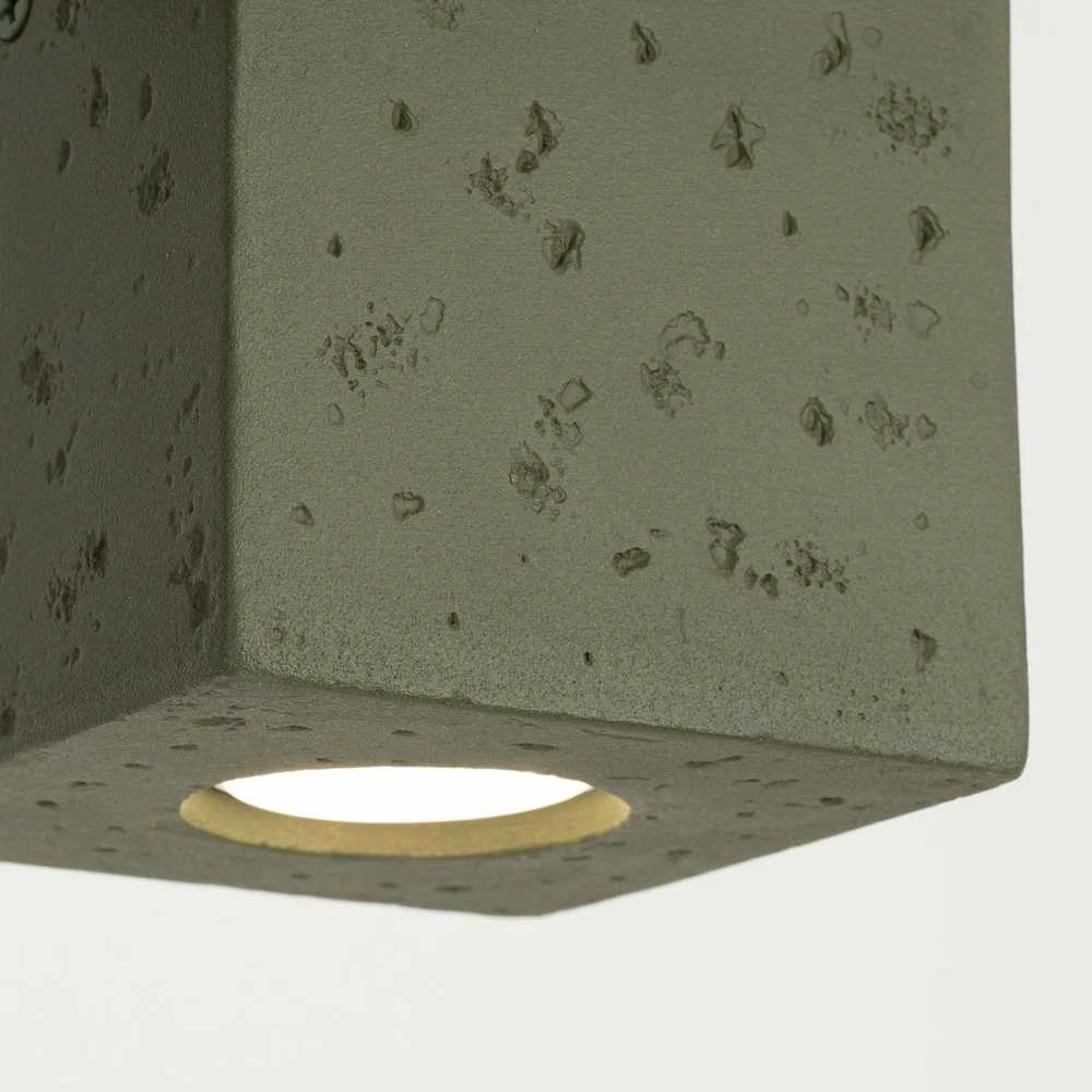 Sollux Lighting Persų indigo kvadratinis betoninis sieninis šviestuvas, alyvuogių žalios spalvos, pramoninis, kvadratinis, GU10