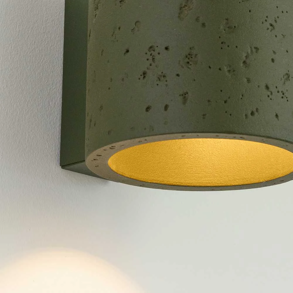 Sollux Lighting Persų „Indigo Orbis“ betoninis sieninis šviestuvas, alyvuogių žalios spalvos, pramoninis, 8 W, G9