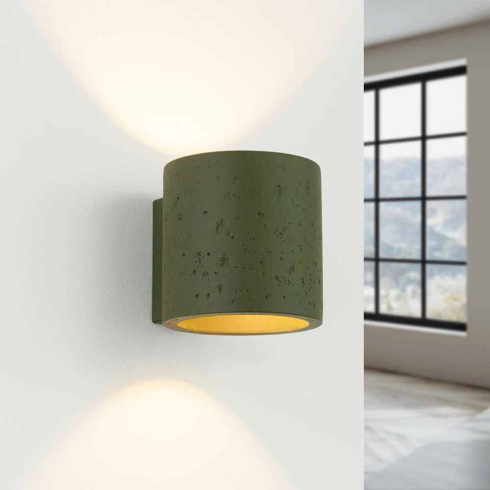 Sollux Lighting Persų „Indigo Orbis“ betoninis sieninis šviestuvas, alyvuogių žalios spalvos, pramoninis, 8 W, G9