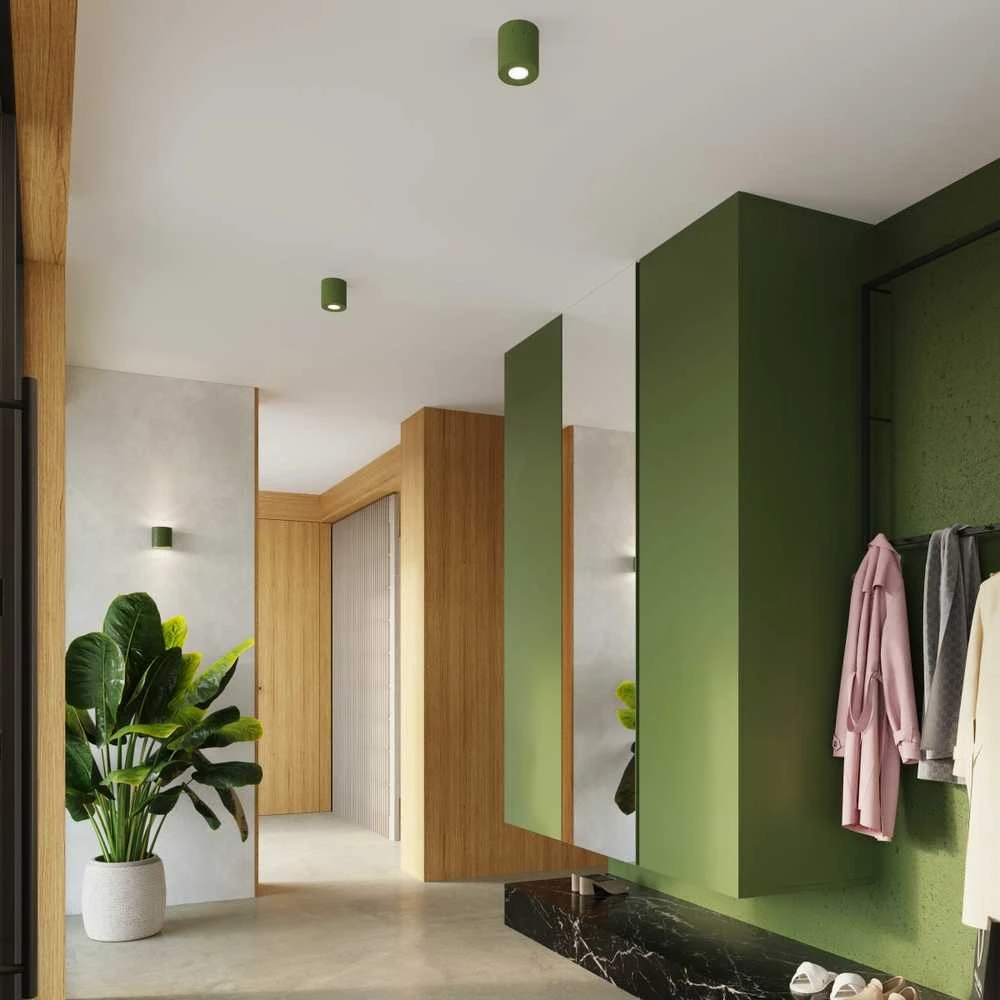 Sollux Lighting Persų „Indigo Orbis“ betoninis sieninis šviestuvas, alyvuogių žalios spalvos, pramoninis, 10 W, GU10