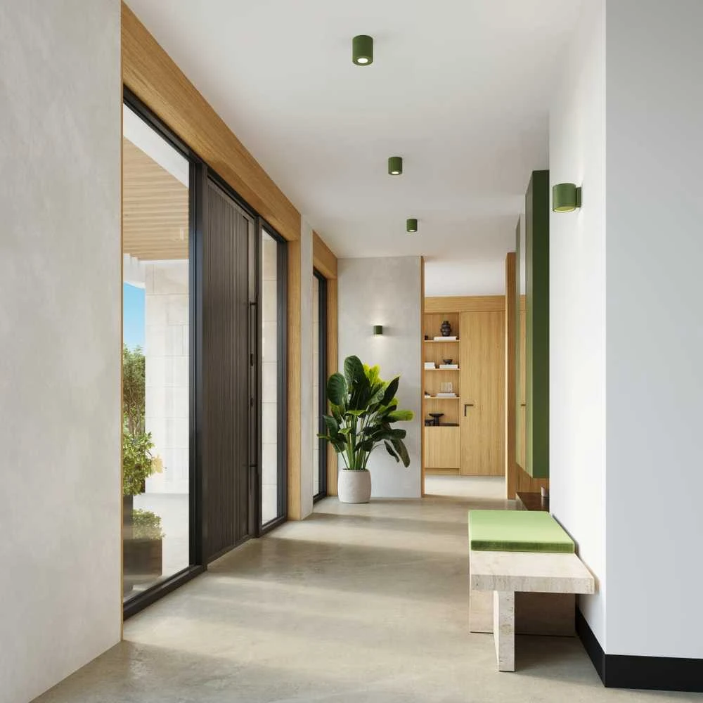 Sollux Lighting Persų „Indigo Orbis“ betoninis sieninis šviestuvas, alyvuogių žalios spalvos, pramoninis, 10 W, GU10