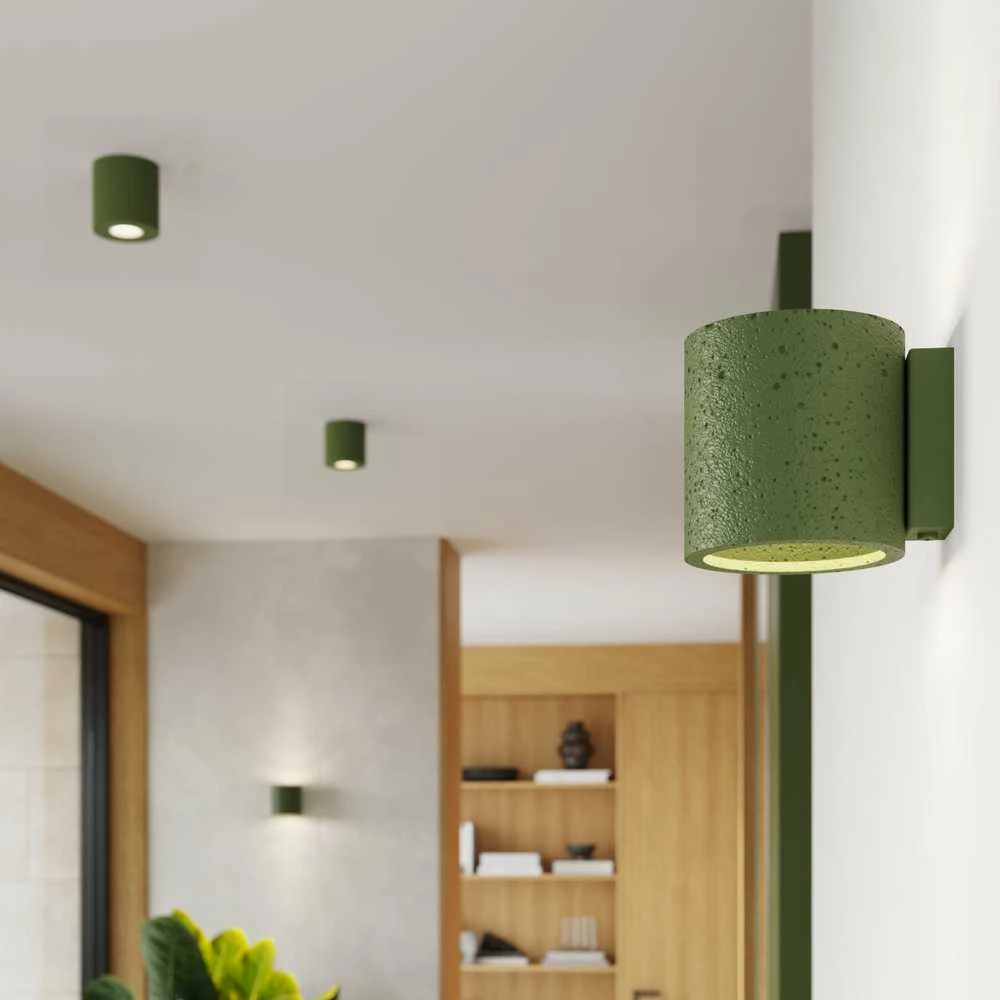Sollux Lighting Persų „Indigo Orbis“ betoninis sieninis šviestuvas, alyvuogių žalios spalvos, pramoninis, 8 W, G9