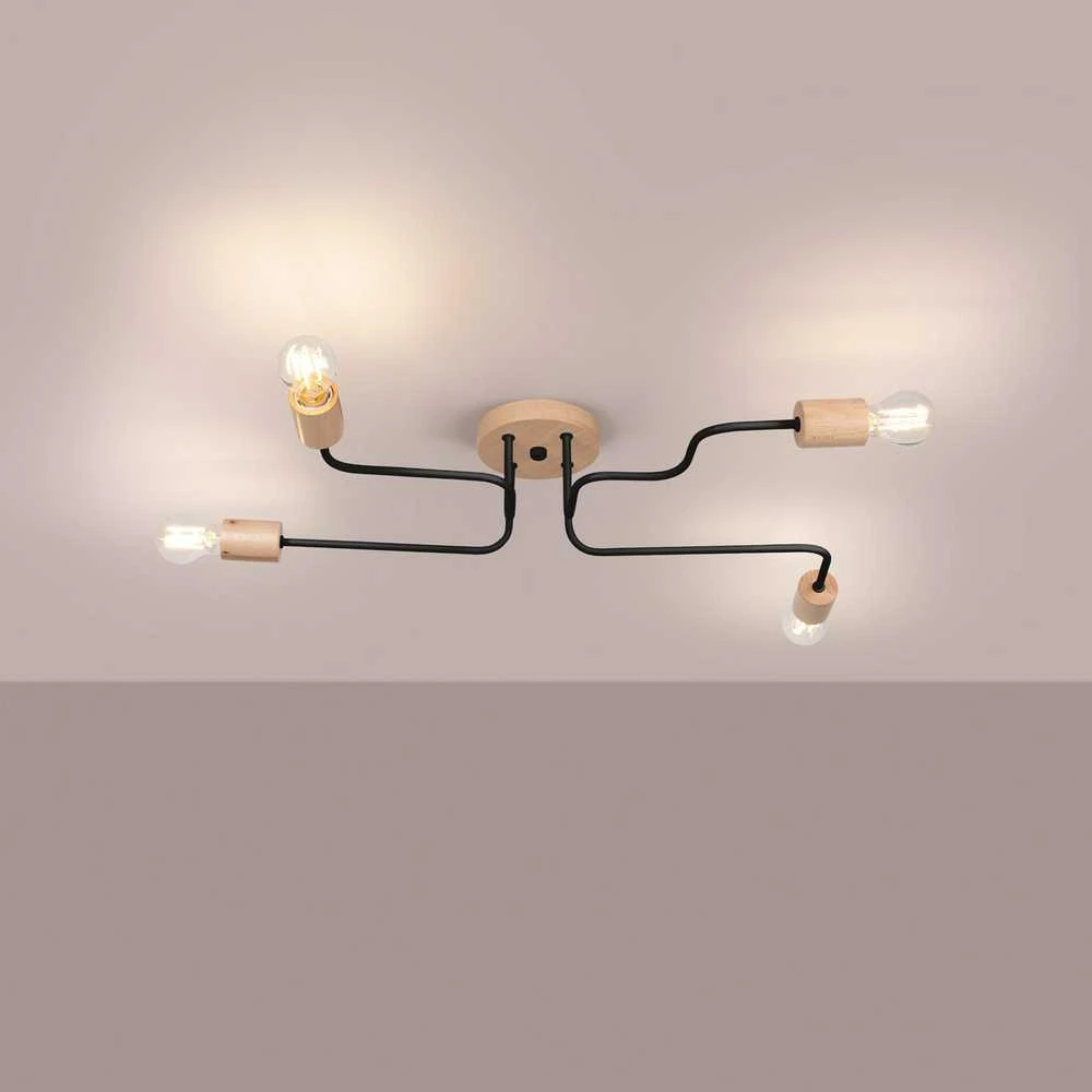 Lubinis šviestuvas Sollux Lighting Šviestuvas TIMBO 4 juodas