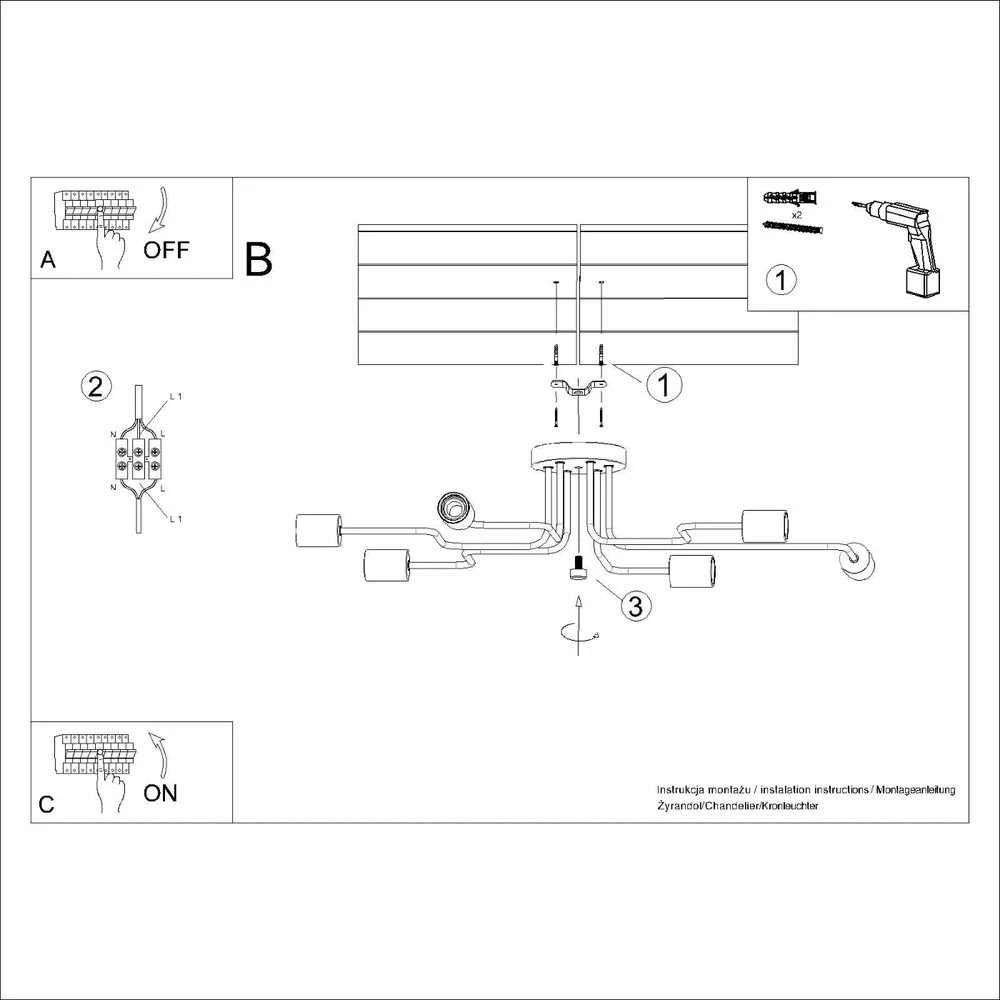 Lubinis šviestuvas Sollux Lighting Šviestuvas TIMBO 6 baltas
