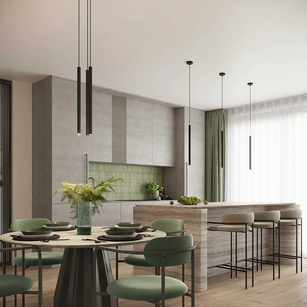 Sollux Lighting Vandenyno žalios spalvos „Arche“ pakabinamas šviestuvas, 2 lemputės, juodo plieno, modernus prožektorius