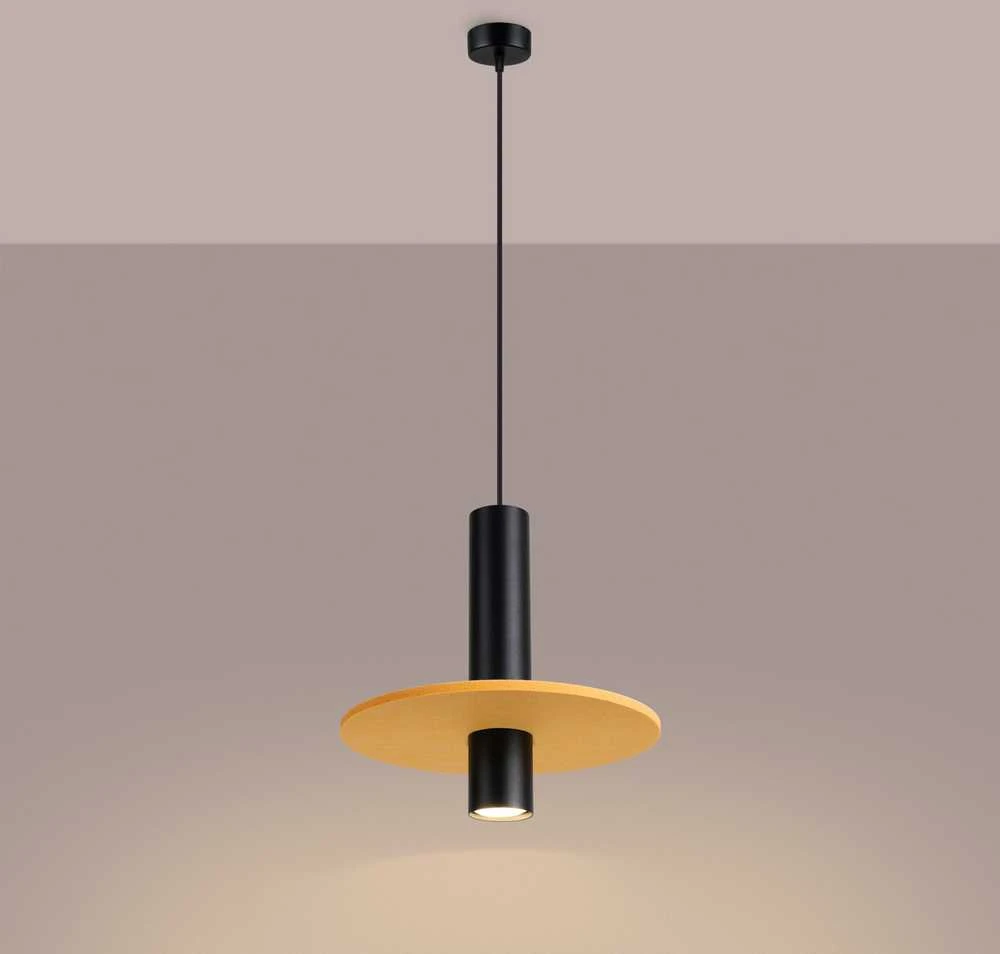 Sollux Lighting Vandenyno žalios spalvos „Pelta“ pakabinamas šviestuvas, veltinis, plienas, geltona, juoda, 30 x 126 cm, GU10