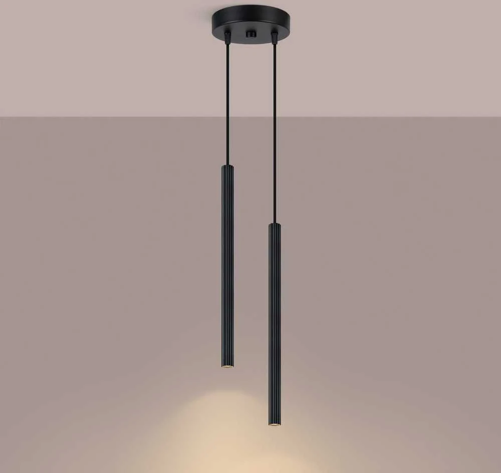 Sollux Lighting Vandenyno žalios spalvos „Arche“ pakabinamas šviestuvas, 2 lemputės, juodo plieno, modernus prožektorius