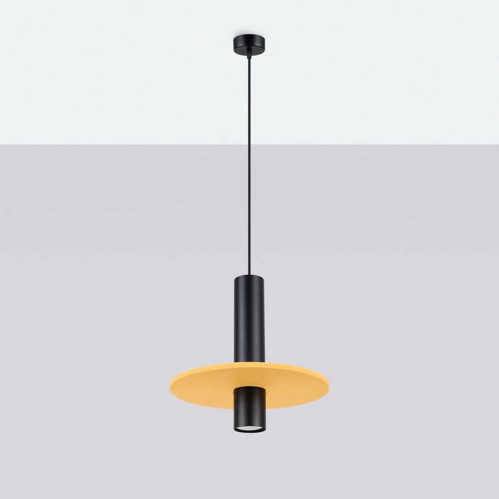 Sollux Lighting Vandenyno žalios spalvos „Pelta“ pakabinamas šviestuvas, veltinis, plienas, geltona, juoda, 30 x 126 cm, GU10