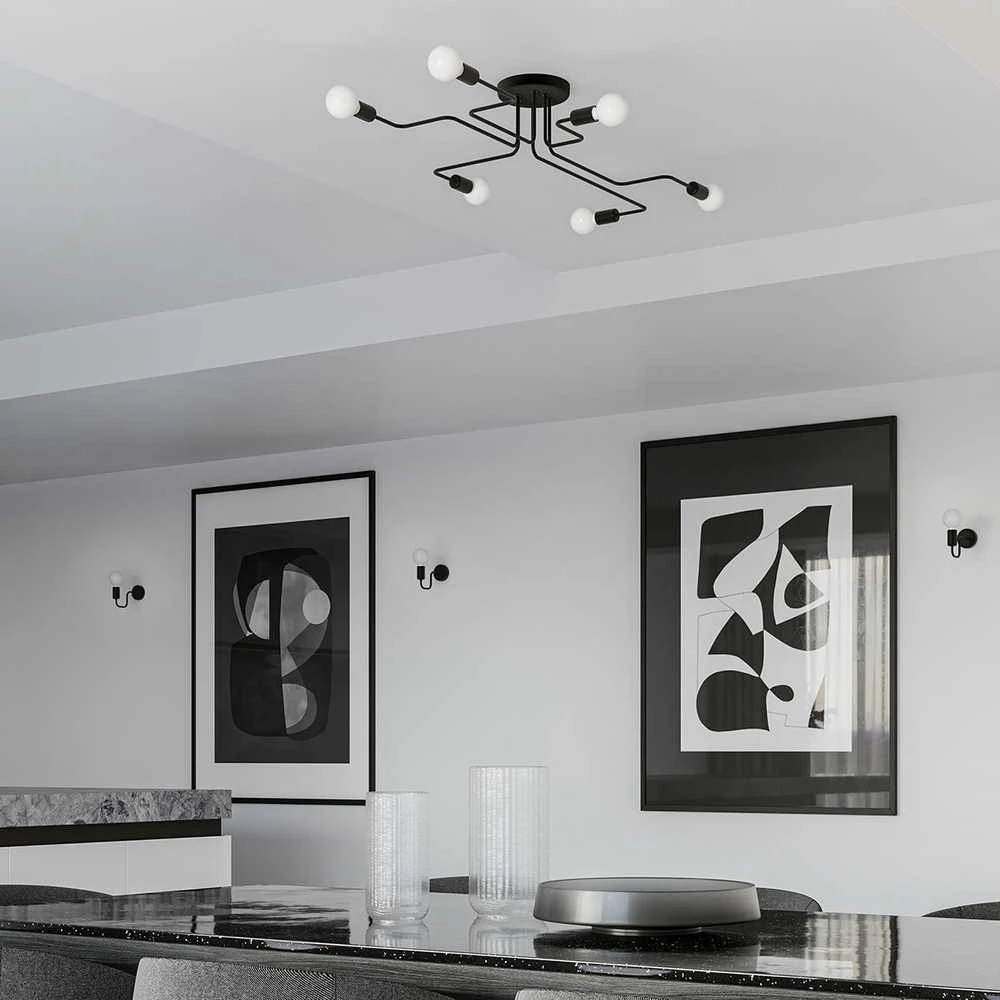 Lubinis šviestuvas Sollux Lighting Šviestuvas VECTOR 6 juodas