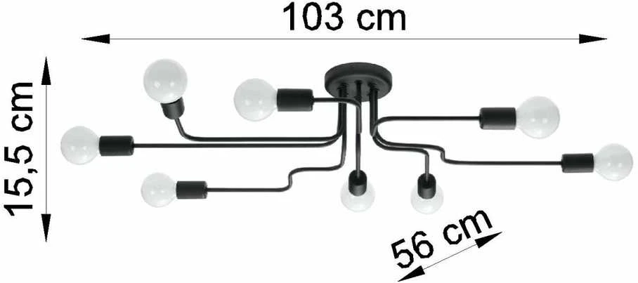 Lubinis šviestuvas Sollux Lighting Šviestuvas VECTOR 8 juodas