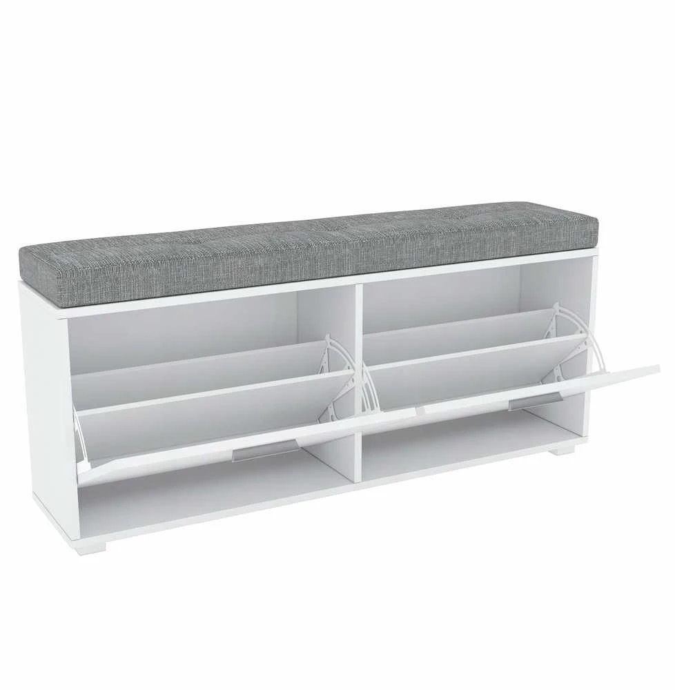 Target Home Batų spintelė, 2 durelės, balta, su pilka pagalvėle