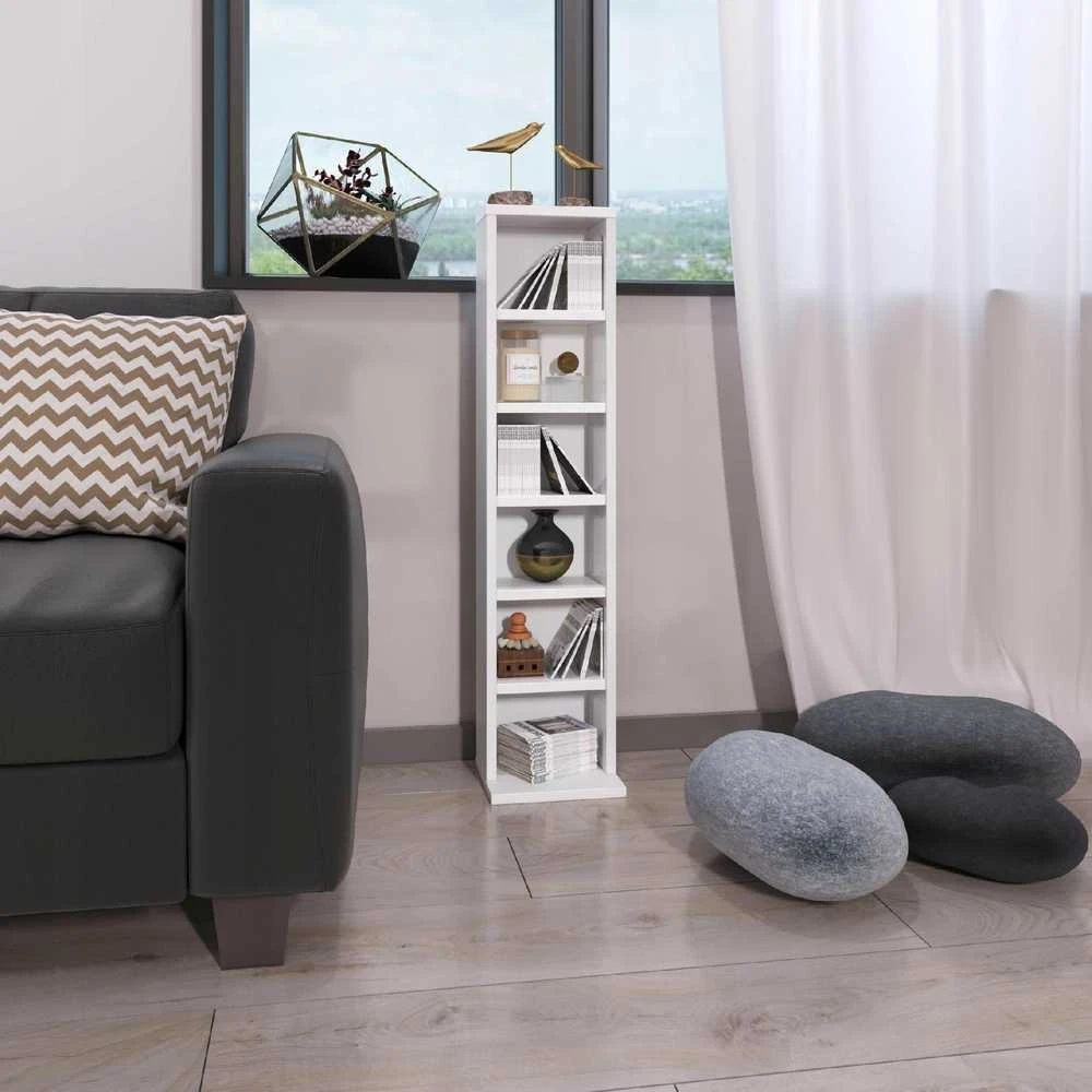 Target Home CD/DVD stovas, 92 cm, reguliuojamo aukščio lentynos, baltas