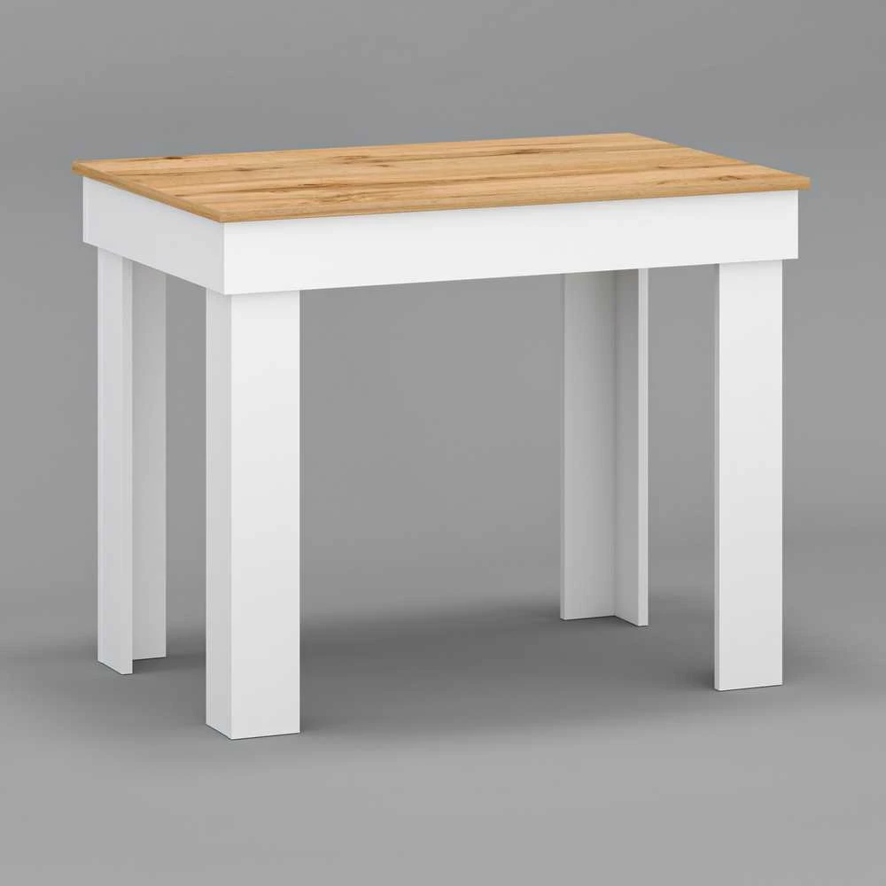 Target Home Mažas virtuvės valgomojo stalas, 90x60 cm, balto ąžuolo stalviršis
