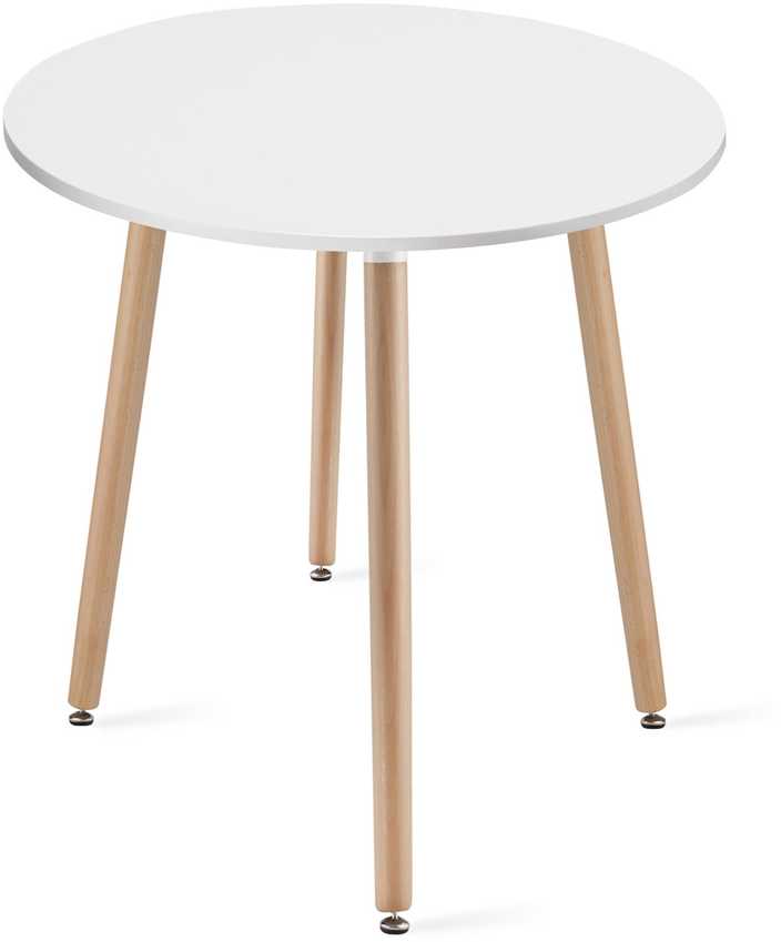 Lauko baldų komplektas Valora Baldų komplektas KAMI su apvaliu stalu ir 2 WAT kėdėmis, baltas ir natūralaus medžio spalvos, Ø 60 × 74 cm, 3 vnt.