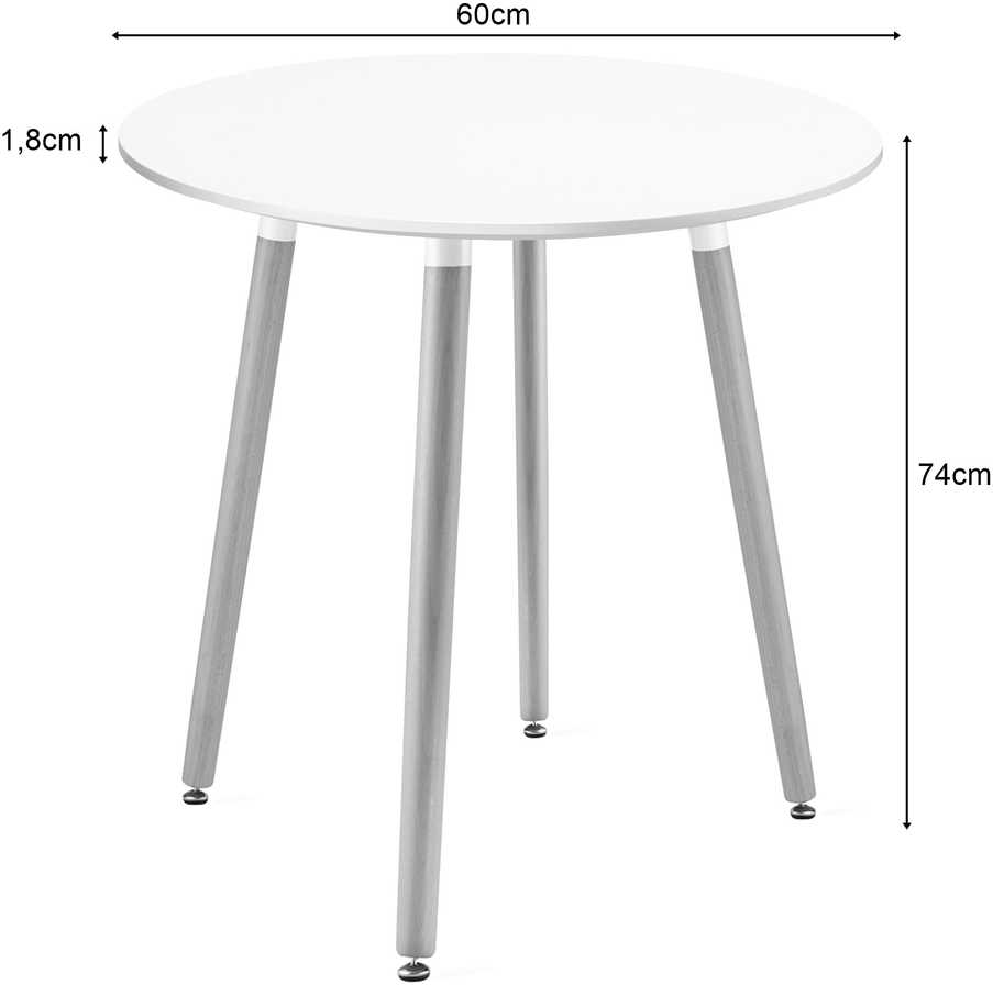 Lauko baldų komplektas Valora Baldų komplektas su apvaliu KAMI stalu ir 2 WAT kėdėmis, baltas/pilkas, Ø 60 × 74 cm, 3 vnt.