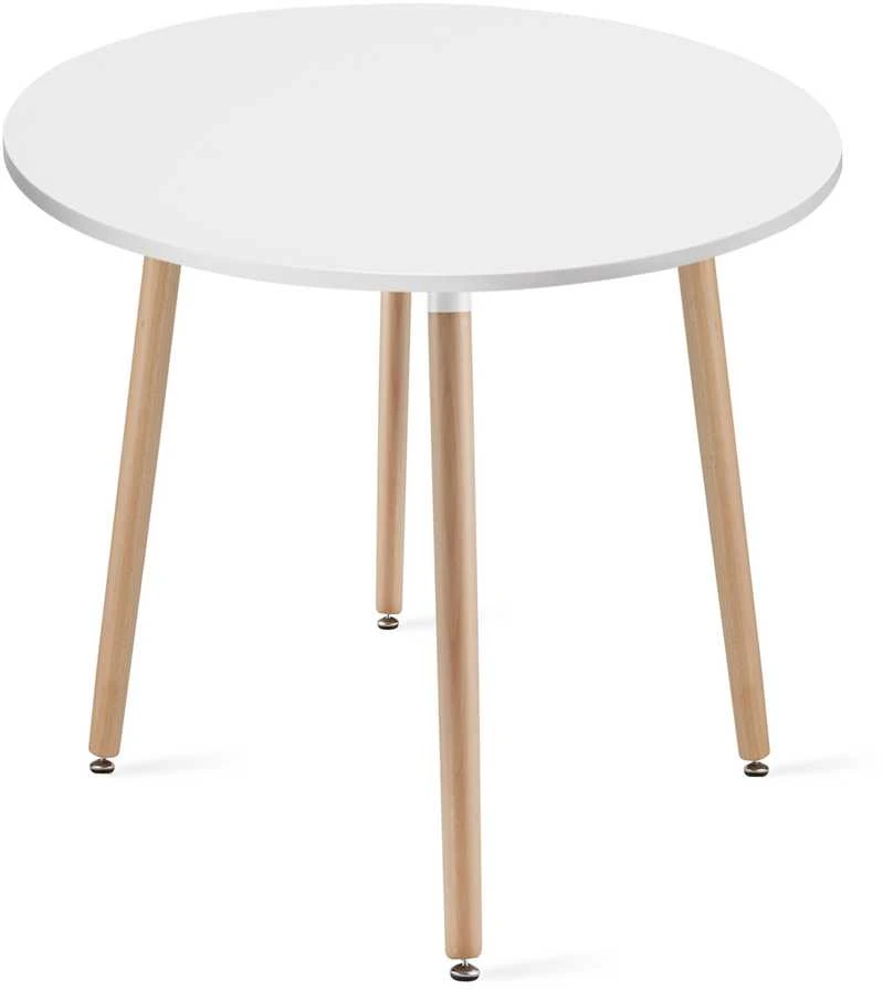 Leobert Rinkinys Stół KAMI Okrągły 80cm - balta / naturalne nogi + 4 krzesła WAT balta / nogi naturalne