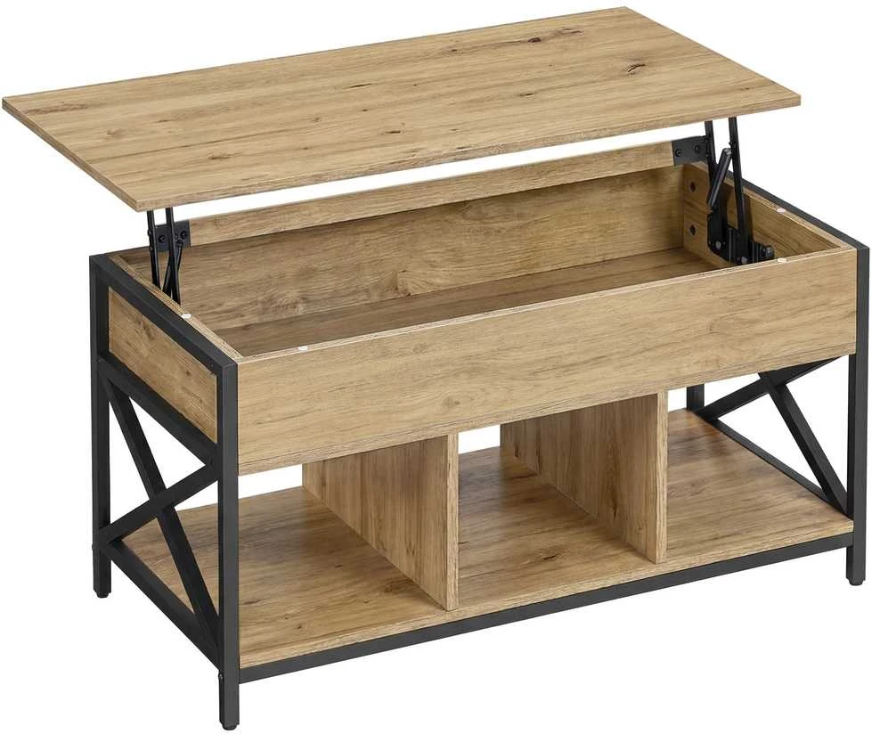 Valora Kavos staliukas su reguliuojamo aukščio stalviršiu, artisano ąžuolo ir juodos spalvos, 100 × 50 × 49–62 cm