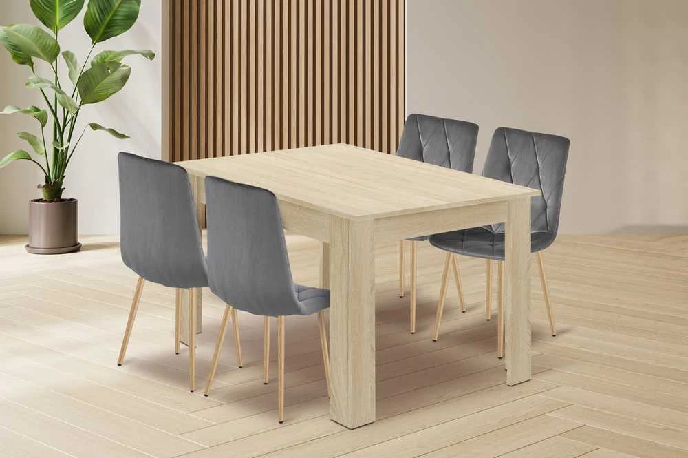 Lauko baldų komplektas Valora Baldų komplektas su stalu ir 4 kėdėmis, ąžuolo sonomos ir tamsiai pilkos spalvos, 120 × 80 × 75 cm, 5 vnt.