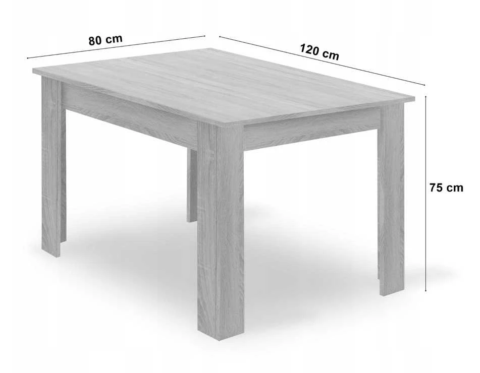 Lauko baldų komplektas Valora Baldų komplektas su stalu ir 4 kėdėmis, ąžuolo sonomos ir tamsiai pilkos spalvos, 120 × 80 × 75 cm, 5 vnt.