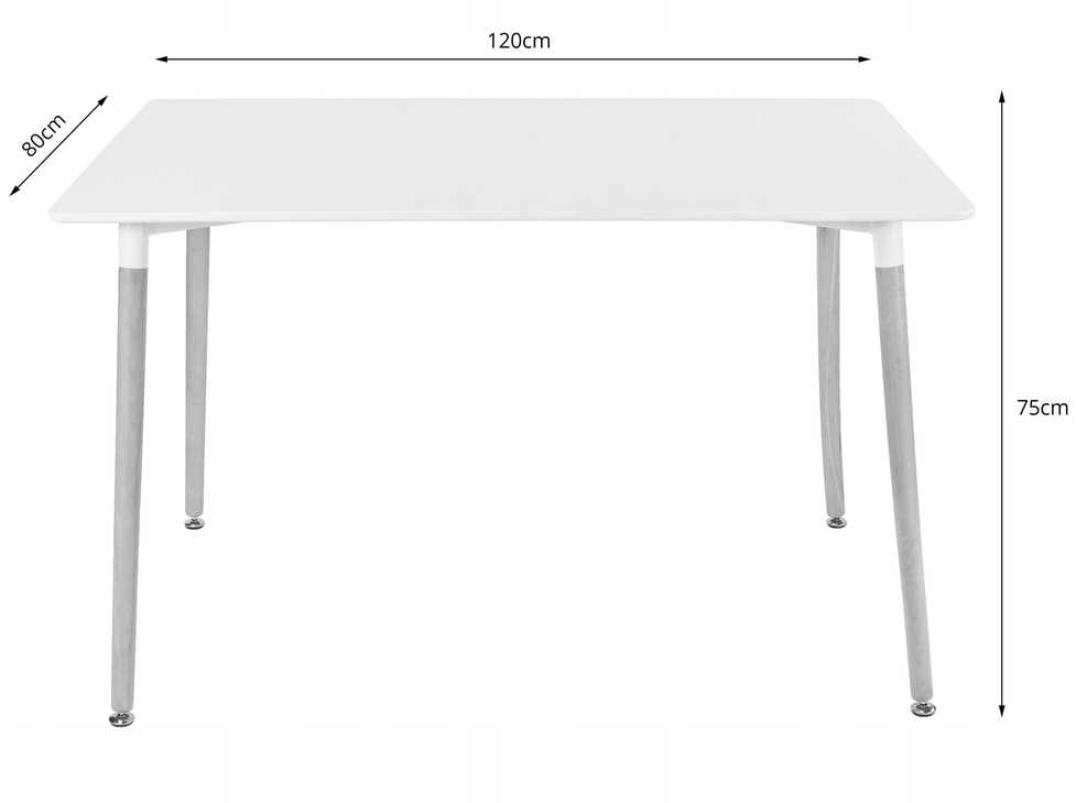 Lauko baldų komplektas Valora Baldų komplektas su ADRIA stalu ir 4 WAT kėdėmis, baltas ir juodas, 120 × 80 × 75 cm, 5 vnt.