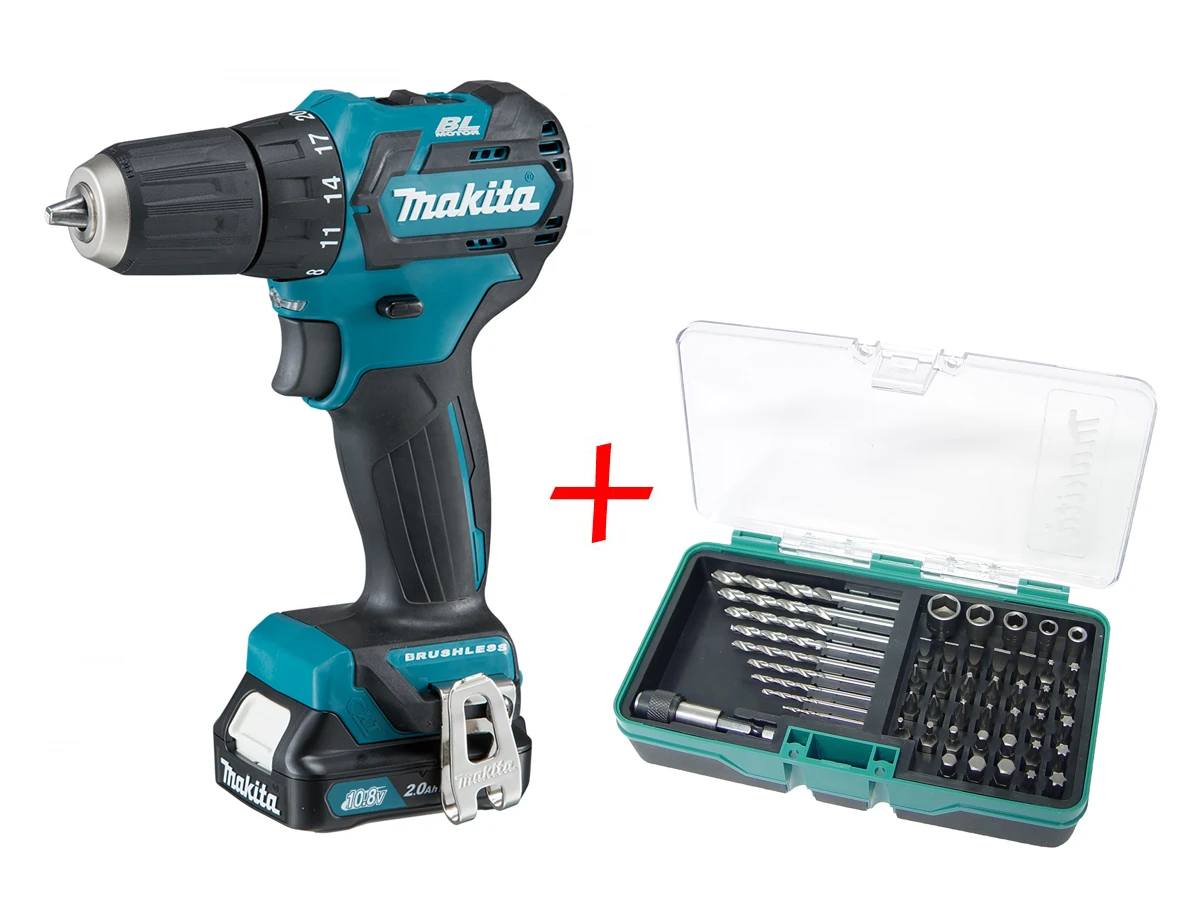 Makita DF332DSAJ Akumuliatorinis gręžtuvas, 12VMAX, 2x2,0 Ah Li-ion 35/21 Nm, 1,0kg, LED 2-greičiai, MAKPACK