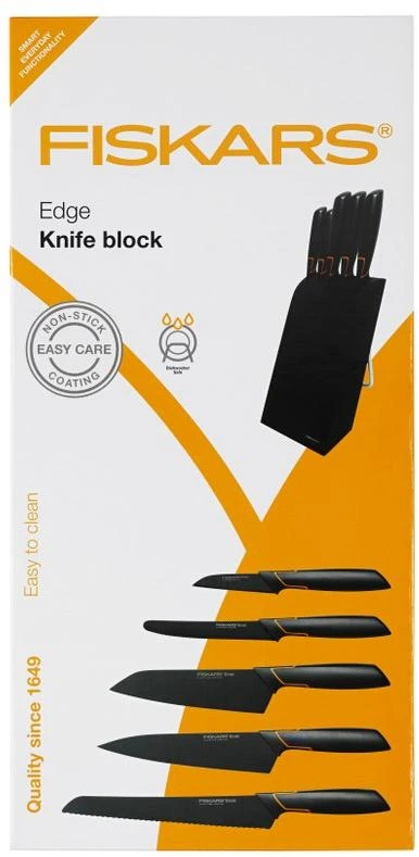 Fiskars Peilių rinkinys Edge 5 peiliai+stovas 1003099