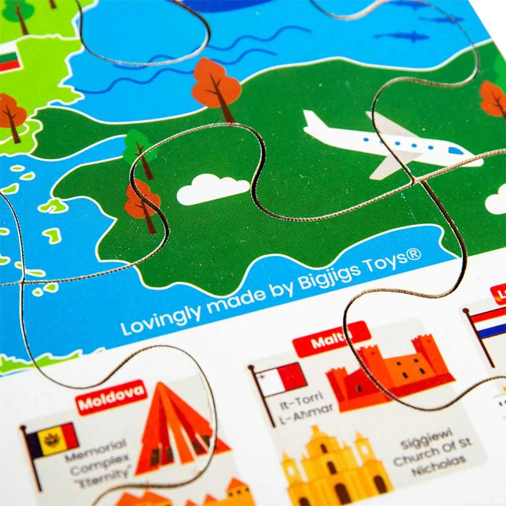 Big Jigs Bigjigs medinė dėlionė Europa
