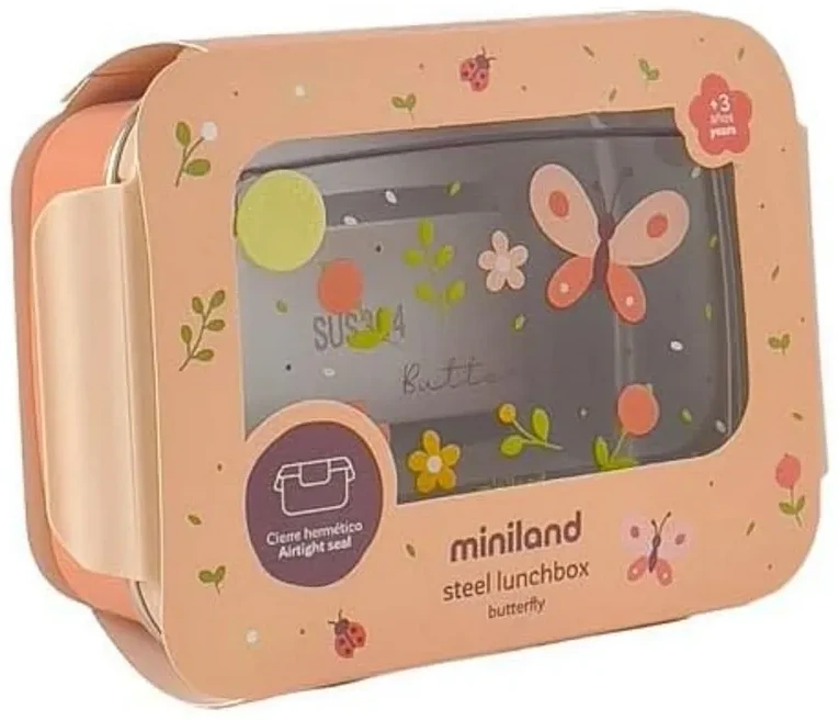 Miniland nerūdijančio plieno pietų dėžutė Butterfly