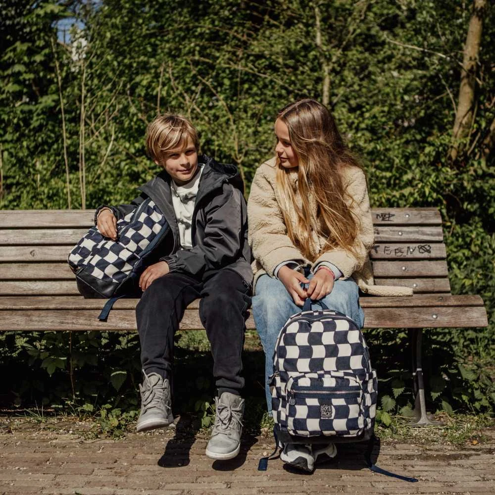 Pick &amp; Pack mokyklinė kuprinė Mėlyni langeliai, L