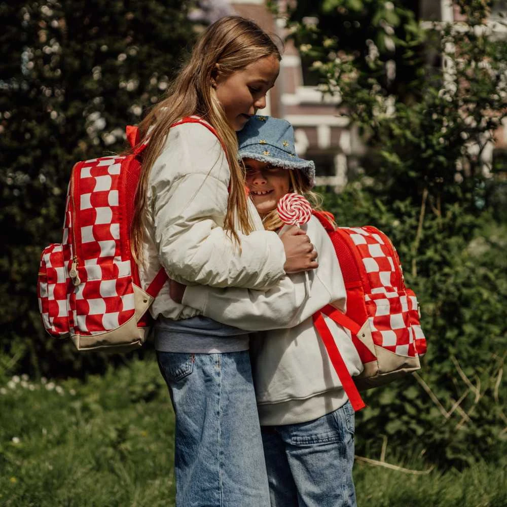 Pick &amp; Pack mokyklinė kuprinė Raudoni langeliai, L