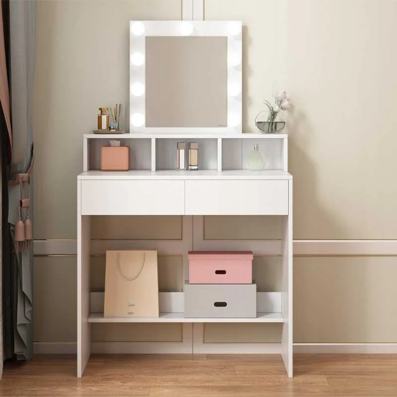 Rebiko Makijažo stalas su led veidrodžiu, modernus loft stilius, 80 cm