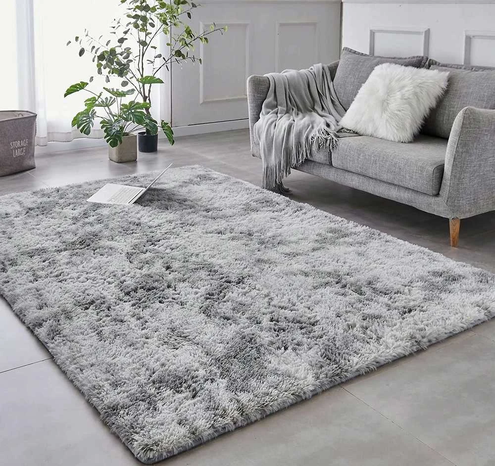 Rebiko Pliušinis Shaggy Rabbit kilimas, purus, pilkas, 160x220 cm, minkštas, XXL.