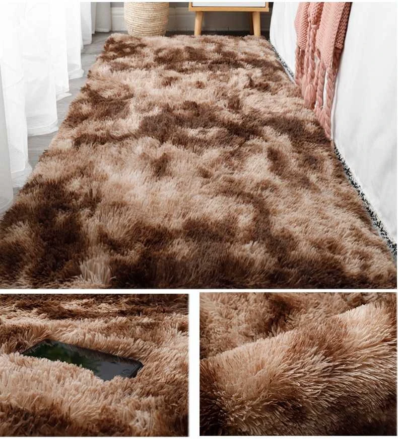 Rebiko Rudas pliušinis kilimas Minkštas triušio plaukuotas plaukuotas 100x150 cm xl storio