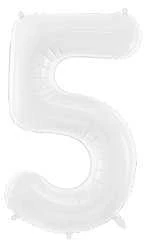 PartyDeco Baltas balionas Skaičius, 86cm, Skaičius: 5