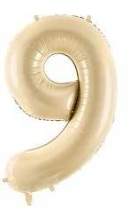 Party Deco Balionas folinis skaičius 9 gelsvas matinis 72cm