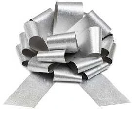 Party Deco Dekoratyvinis kaspinas 30cm 1 vnt sidabrinis
