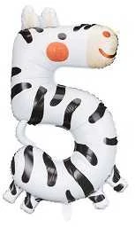 PartyDeco Folinis balionas "5" Zebras, 68x98 cm