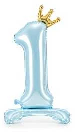 Party Deco Folinis pastatomas balionas skaičius "1" melsvas 84cm